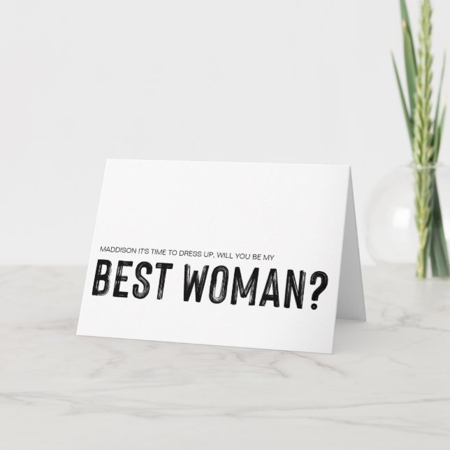 Will You Be My Best Woman Bridal Party Request Card (Front)