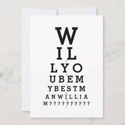 Will You Be My Bestman Photo Optician Chart Invitation