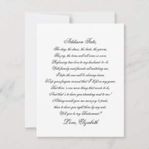 Will You Be My Birdesmaid Script Poem Card