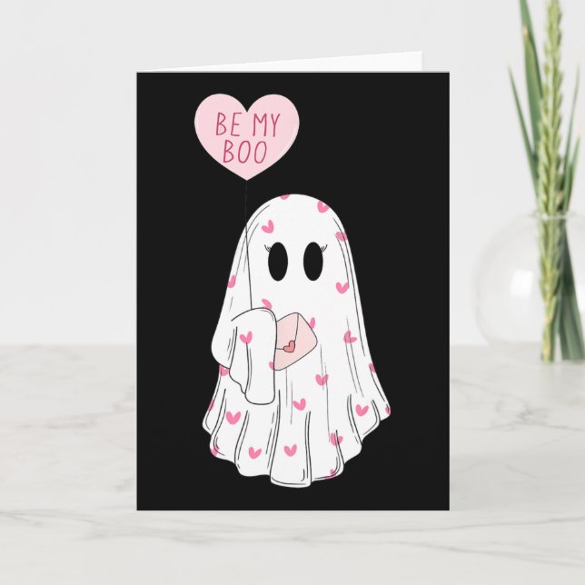Will You Be My Boo Funny Spooky Ghost Valentine Da Card (Front)