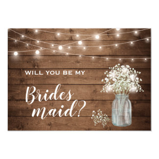 Will You Be My Bridesmaid Baby's Breath Mason Jar Card