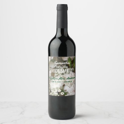 Will You Be My Bridesmaid Babys Breath Wine Label