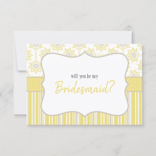Will You Be My Bridesmaid Bee Yellow and Grey