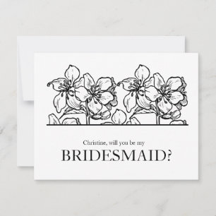 Will you Be my Bridesmaid Black and White Chic Invitation