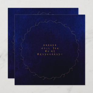 Will You Be My Bridesmaid Blue Navy Velvet Invitation