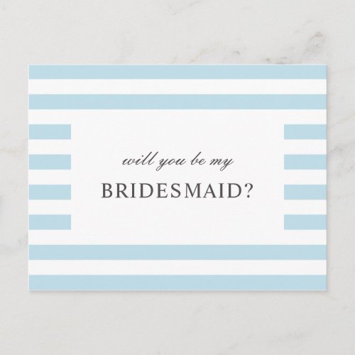 Will you be my bridesmaid Blue stripes nautical Postcard