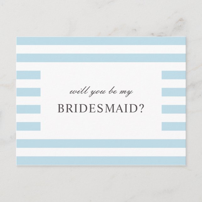 Will you be my bridesmaid. Blue stripes nautical Postcard (Front)
