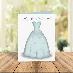 Will you be my Bridesmaid Blue Watercolor Card