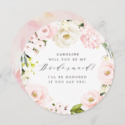 Will you Be my Bridesmaid Blush Floral Card