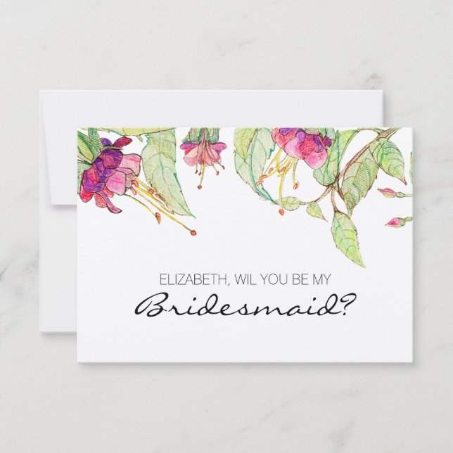 Will you Be my Bridesmaid Boho Pink Floral Invitation (Front)
