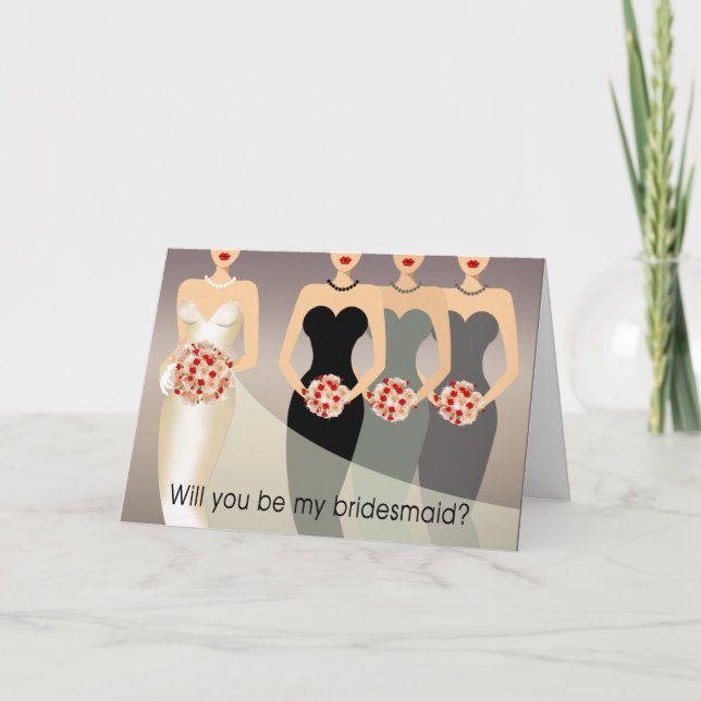 Will you be my Bridesmaid? Bridal Party black gray Invitation (Front)