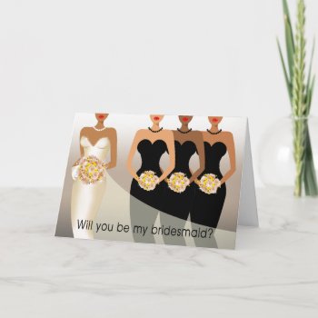 Will You Be My Bridesmaid? Bridal Party Black Invitation by glamprettyweddings at Zazzle