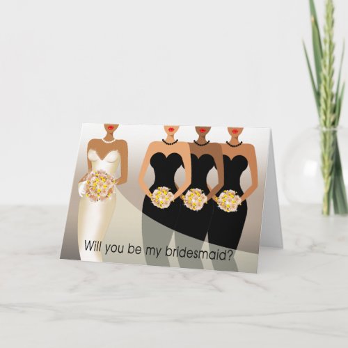 Will you be my Bridesmaid Bridal Party black Invitation