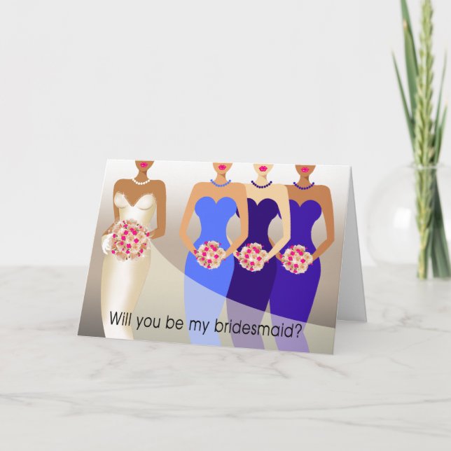 Will you be my Bridesmaid? Bridal Party | cobalt Invitation (Front)
