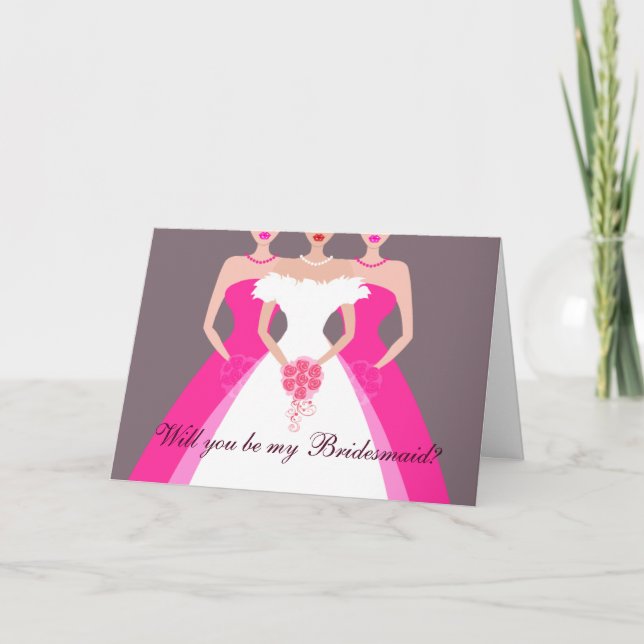 Will you be my Bridesmaid? Bridal Party (fuschia) Invitation (Front)