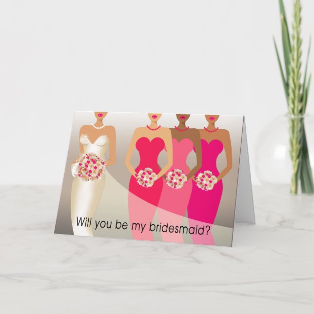 Will you be my Bridesmaid? Bridal Party | fuschia Invitation (Front)