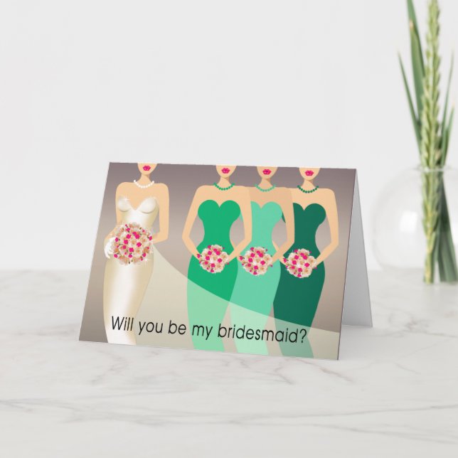 Will you be my Bridesmaid? Bridal Party | green Invitation (Front)