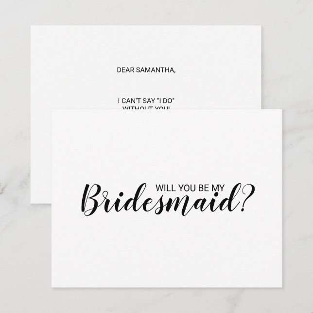 Will You Be My Bridesmaid? Bridal Party Proposal Invitation (Front/Back)