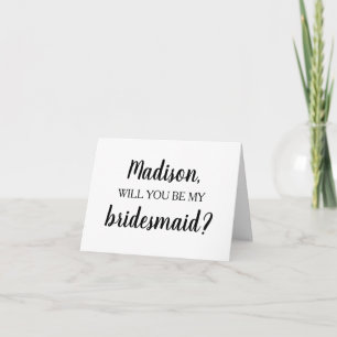 Will You Be My Bridesmaid Bridal Party Proposal Letterpress Thank You Card