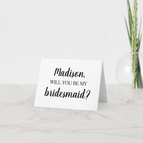 Will You Be My Bridesmaid Bridal Party Proposal Thank You Card