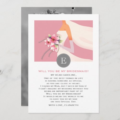 Will you be my Bridesmaid Bride Silhouette Photo Invitation