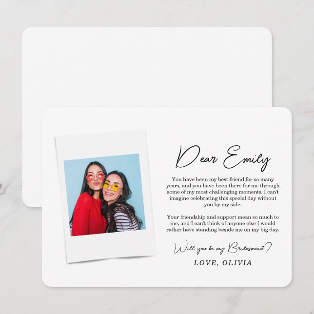 Will You Be My Bridesmaid, Bridesmaid Photo Card  (Front/Back)