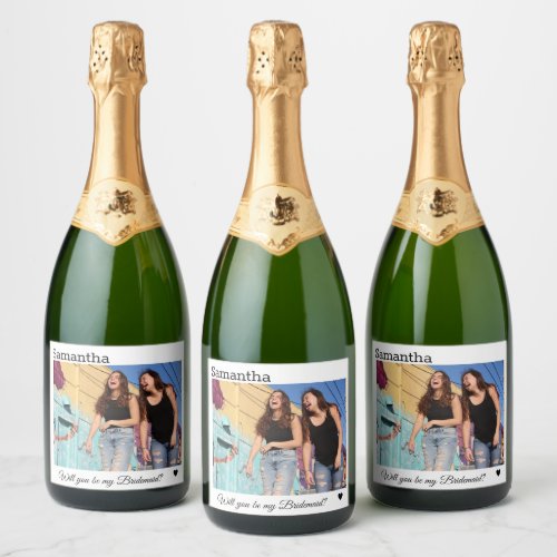 Will you be my bridesmaid bridesmaid proposal sparkling wine label
