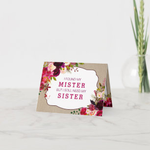 Will you be my bridesmaid, Burgundy Floral 3979 Invitation