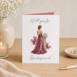 Will you be my Bridesmaid Burgundy Proposal Card