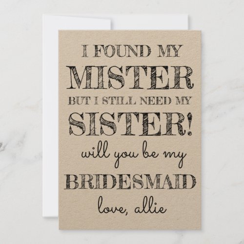Will You Be My Bridesmaid  Card