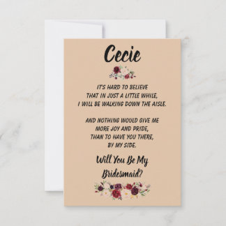 Will you be my Bridesmaid? Card