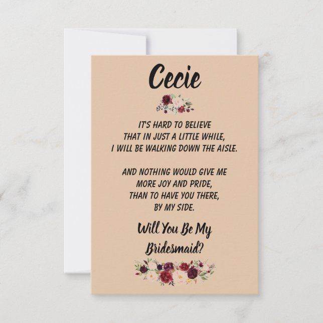 Will you be my Bridesmaid? Card (Front)