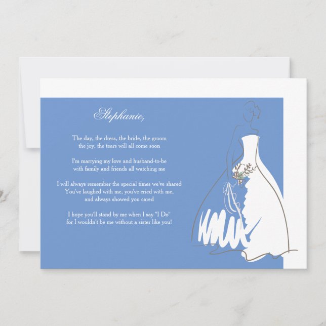 Will You Be My Bridesmaid Card Blue/White (Front)