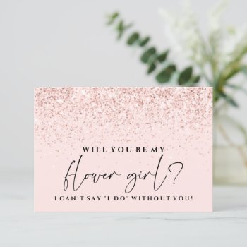 Will You Be My Bridesmaid Card Blush Pink Glitter by Evented at Zazzle