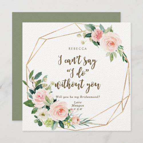 Will you be my bridesmaid card boho blush floral