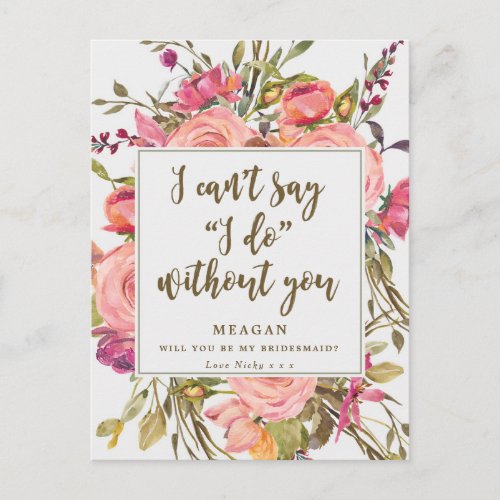 Will you be my bridesmaid card boho floral