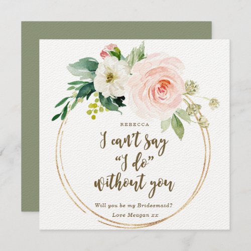 Will you be my bridesmaid card boho pink floral