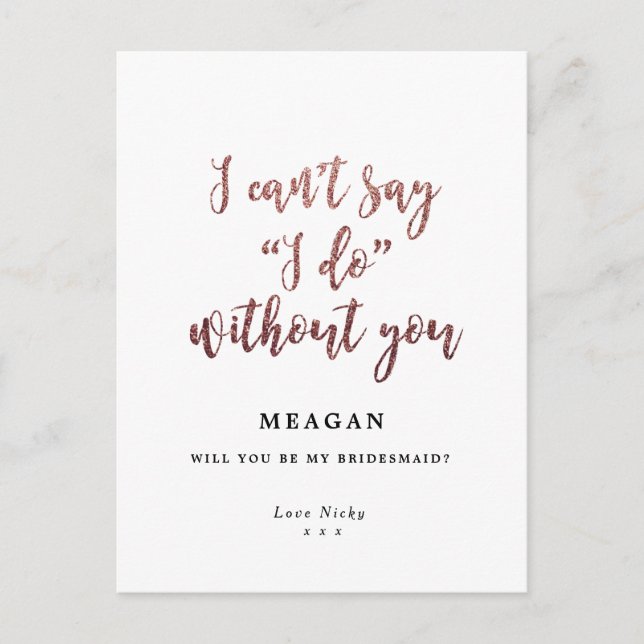 Will you be my bridesmaid card boho rose gold (Front)