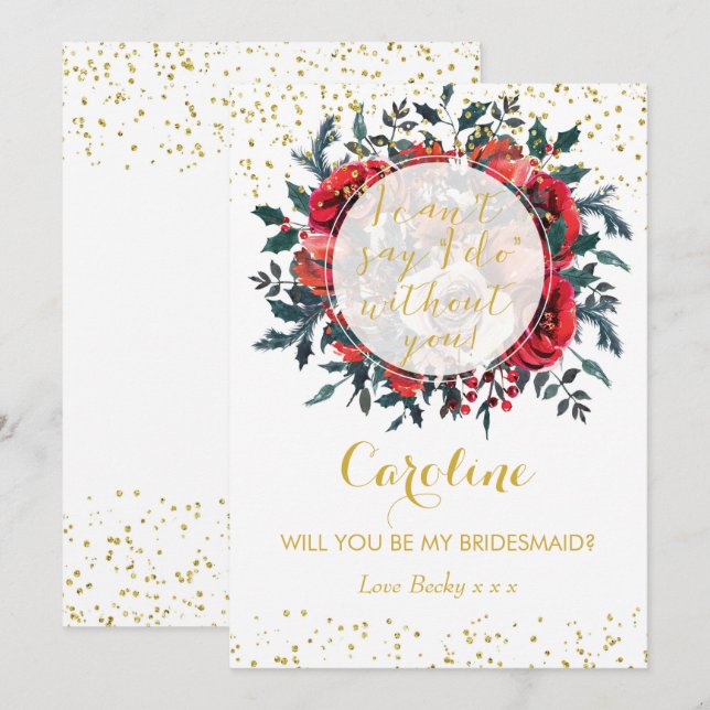 Will you be my bridesmaid card christmas glitter (Front/Back)