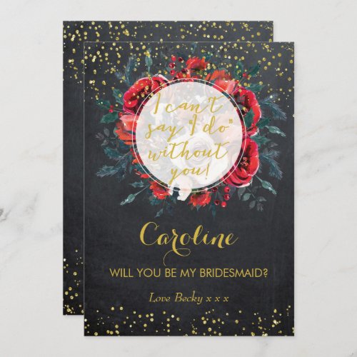 Will you be my bridesmaid card christmas glitter
