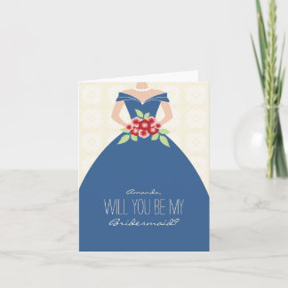 Will You Be My Bridesmaid Card (cobalt blue)