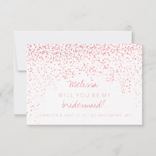 Will You Be My Bridesmaid Card - Confetti Pink (Front)