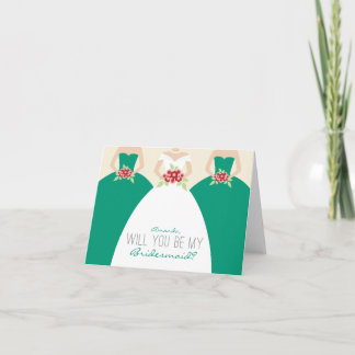 Will You Be My Bridesmaid Card (emerald)