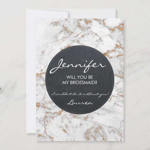 Will you be my bridesmaid card faux marble glitter