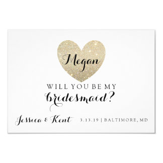 Will You Be My Bridesmaid Card-Glitter Heart's Fab Invitation