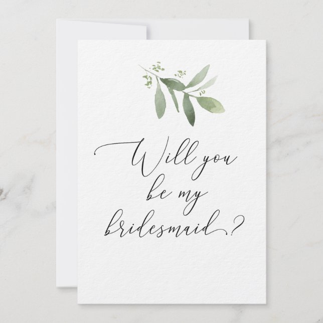 Will You Be My Bridesmaid Card - Greenery (Front)