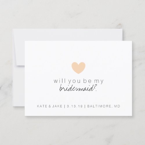 Will You Be My Bridesmaid Card _ Heart Peach