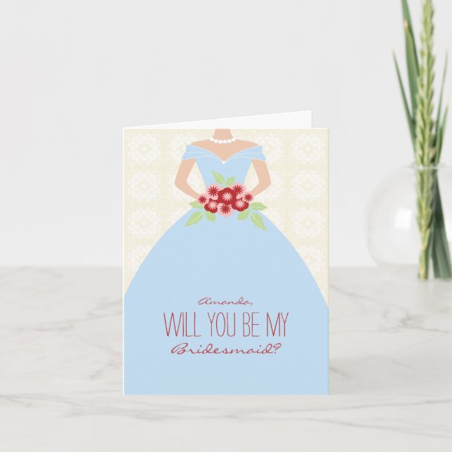 Will You Be My Bridesmaid Card (light blue) (Front)