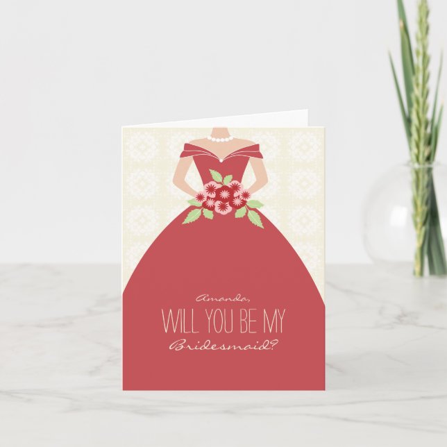 Will You Be My Bridesmaid Card (maroon) (Front)