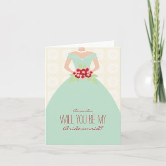 Will You Be My Bridesmaid Card (mint green)